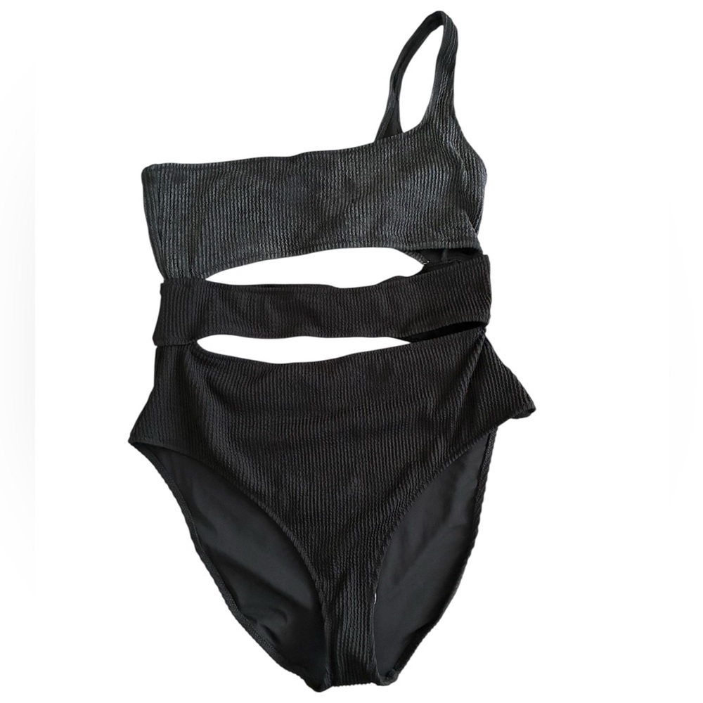 Aerie Crinkle Cut-Out One Shoulder One Piece Swimsuit